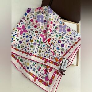 Louis Vuitton Carre Flocon Multicolor Silk Scarf ~ Never Worn and tag attached